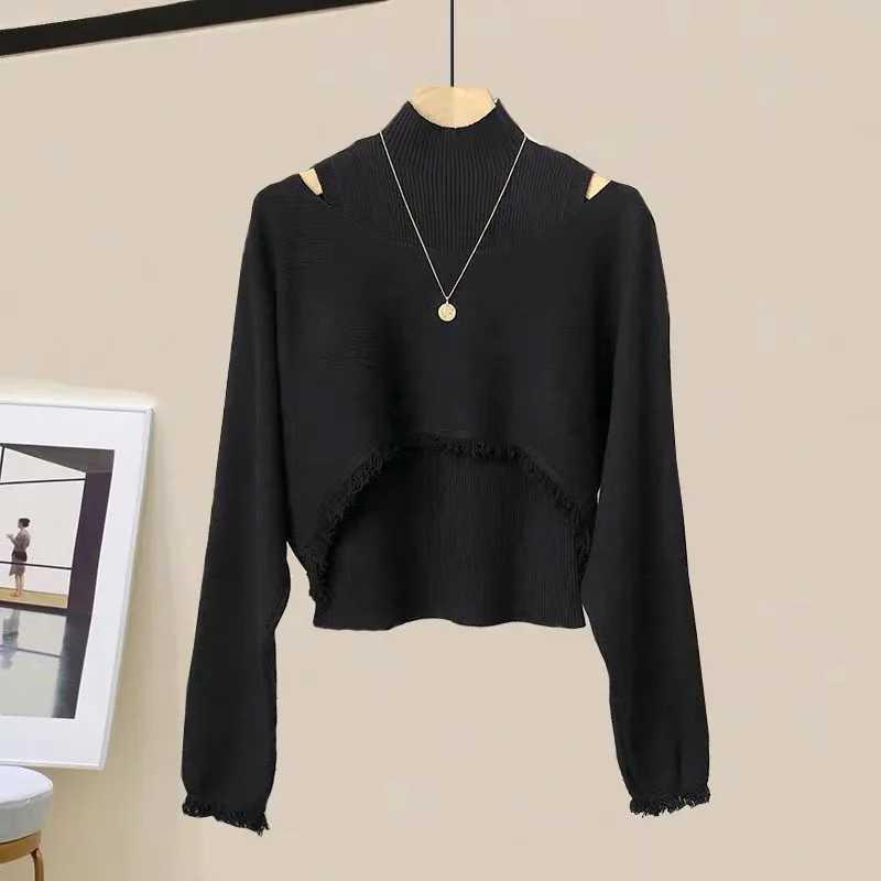 Two Piece Dress 2023 Autumn Winter Skirt Sets For Women Outfits Korean Casual Knitwears Pullover Sweater And High Waist Skirts Two Piece SetsL231026
