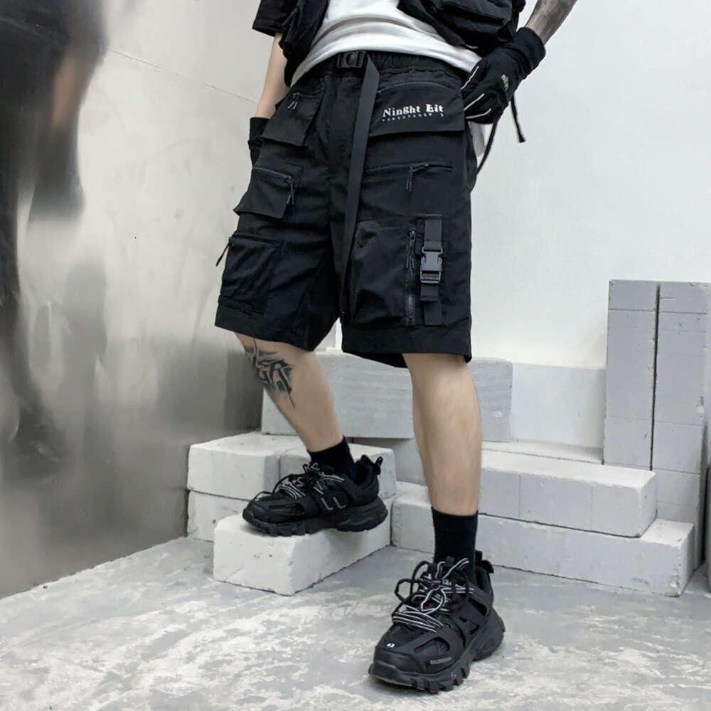 2022 Summer Hip Hop Men Tactical Functional Shorts Multi Pockets Streetwear Short Pants Techwear Black WB789
