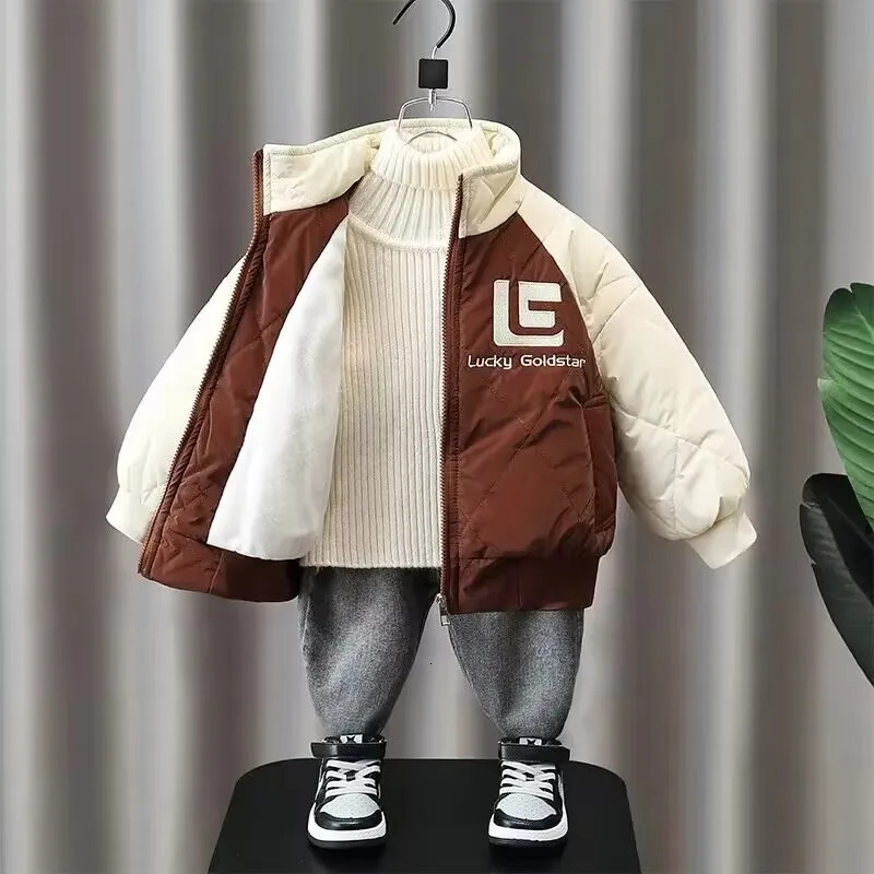 Winter Kids Plush Coat Childrens Cotton Thicken Jacket Down Parkas For Girls Boys Cute Cartoon Baby Snow Wear 231220