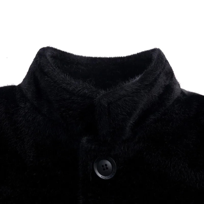 Men's artificial mink long jacket winter warm ultrathin trench single chest business and leisure park 231220