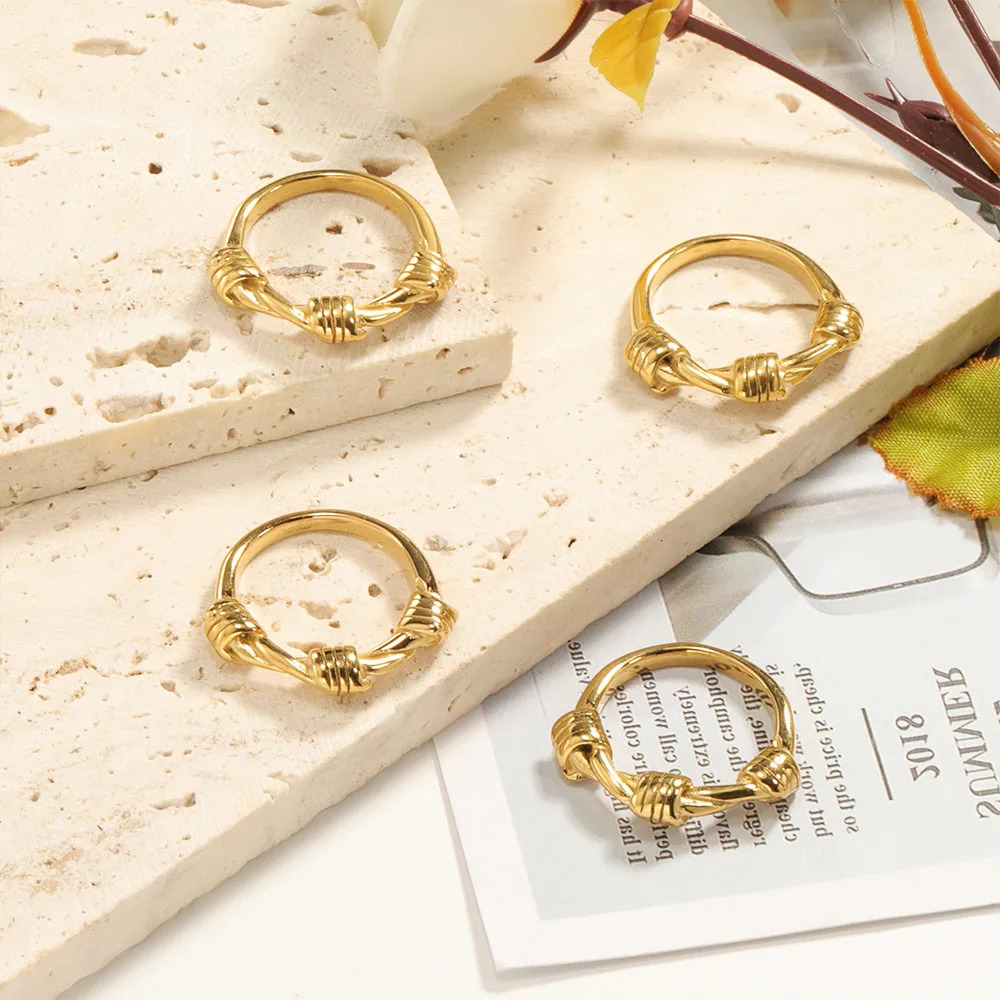 European and American Style Tie a Knot Finger Rings For Women Free Gift Vintage Steel Men Jewelry Single Party 231220