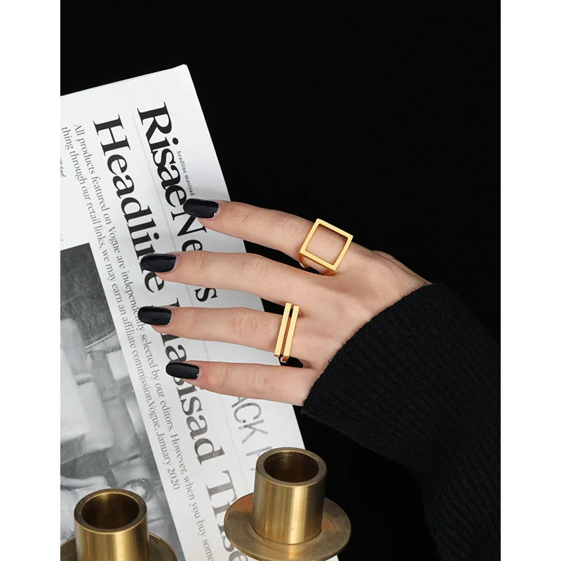 FINS Minimalist Geometric Double Strip Textured S925 Sterling Silver Ring Abstract Bar Index Finger Rings for Women Men 231220