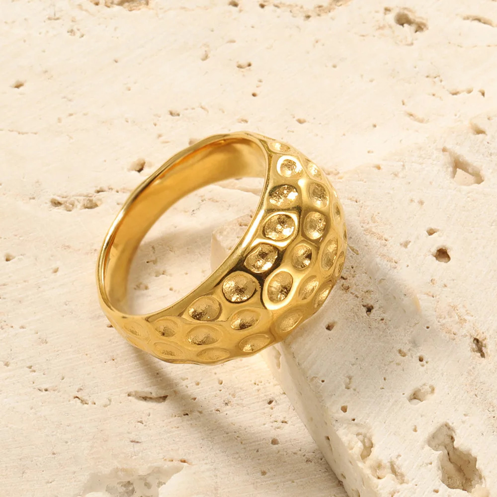 Gothic Multi Concave Spots Engagement Rings For Women Girls Fashion 316l Stainless Steel Men Jewelry Friend Gift 231220