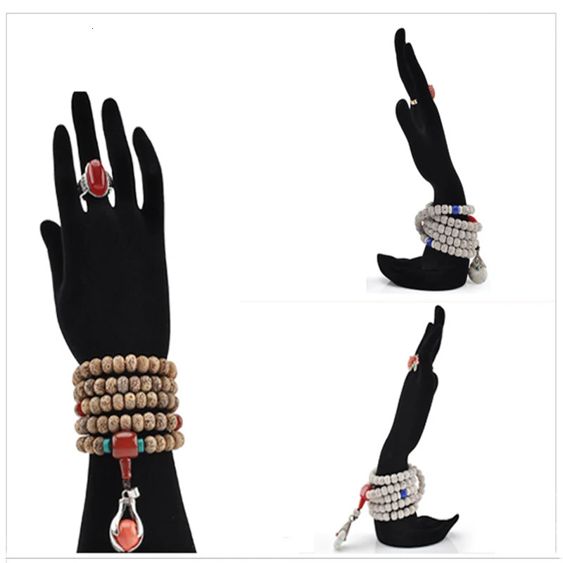 Upscale Black Velvet Jewelry Set Display Stand Holder Mannequin Arm Model Rack For Ring Earring Watch Bracelet Necklace Pendant 231220