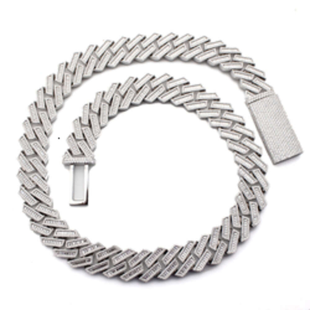 15mm 20mm 925 Sterling Silver Hip Hop Ice Out Baguette Vvs Moissanite Chain Cuban