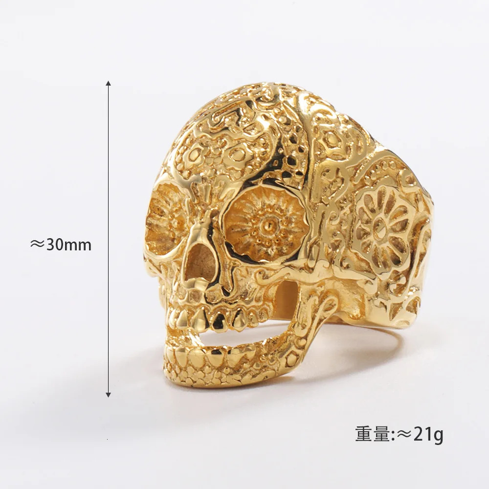 Gothic Skeleton Skull Male Rings For Men Women Personality Punk Stainless Steel Jewelry Fashion Accessories Gifts 231220
