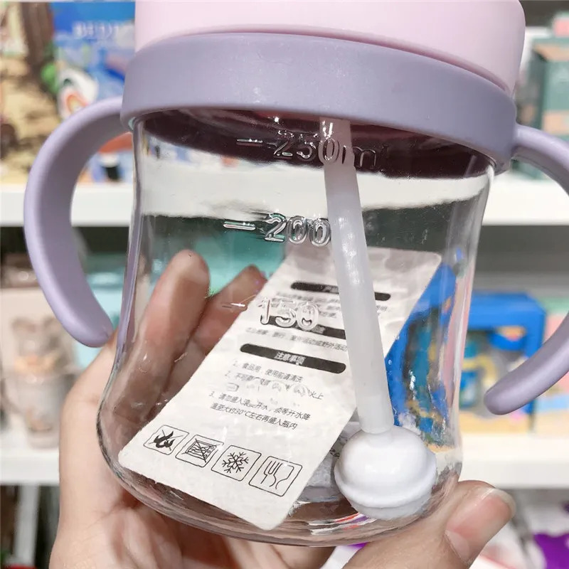 250ml Food Grade Plastic Baby Feeding Cup With Straw Leak Proof Cartoon Children Learn Drinking Bottle Toddler Training Cups 231222