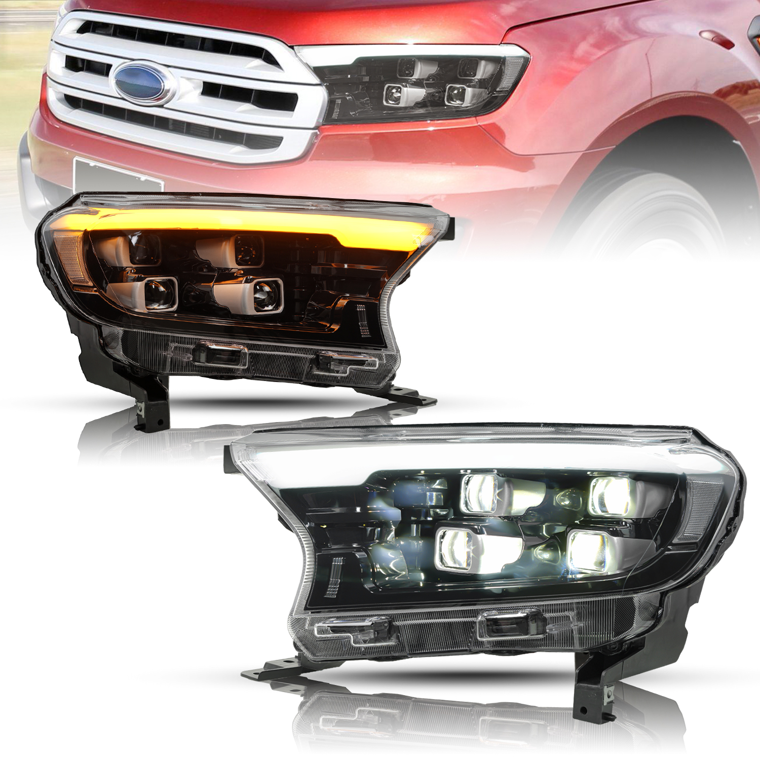 Car Front Lights for Ford Ranger Headlight 20 16-20 21 Everest Full LED DRL Dynamic Turning Signal Lamp Headlights