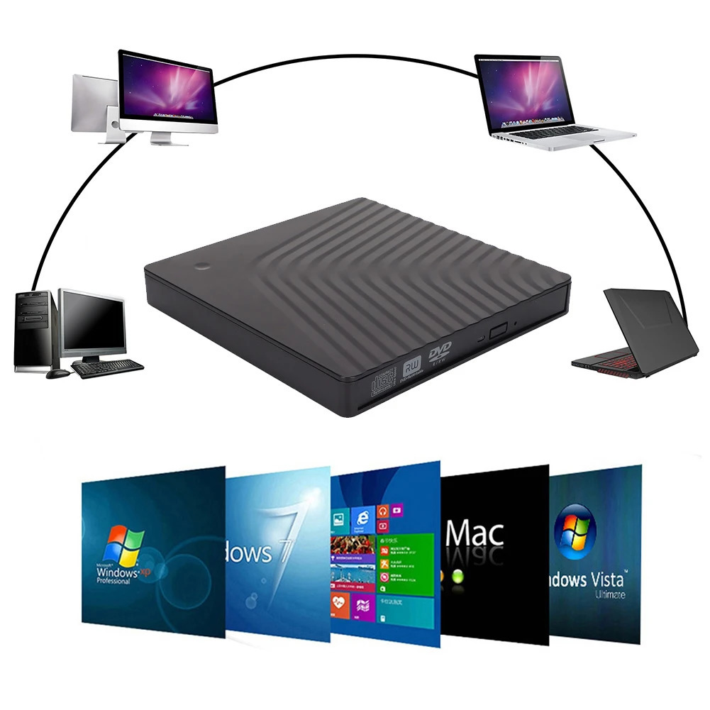 USB 3.0 Slim External DVD RW CD Writer Drive Reader Player Optical Drives DVD Writer Super Drive for Laptop Desktop PC 231221