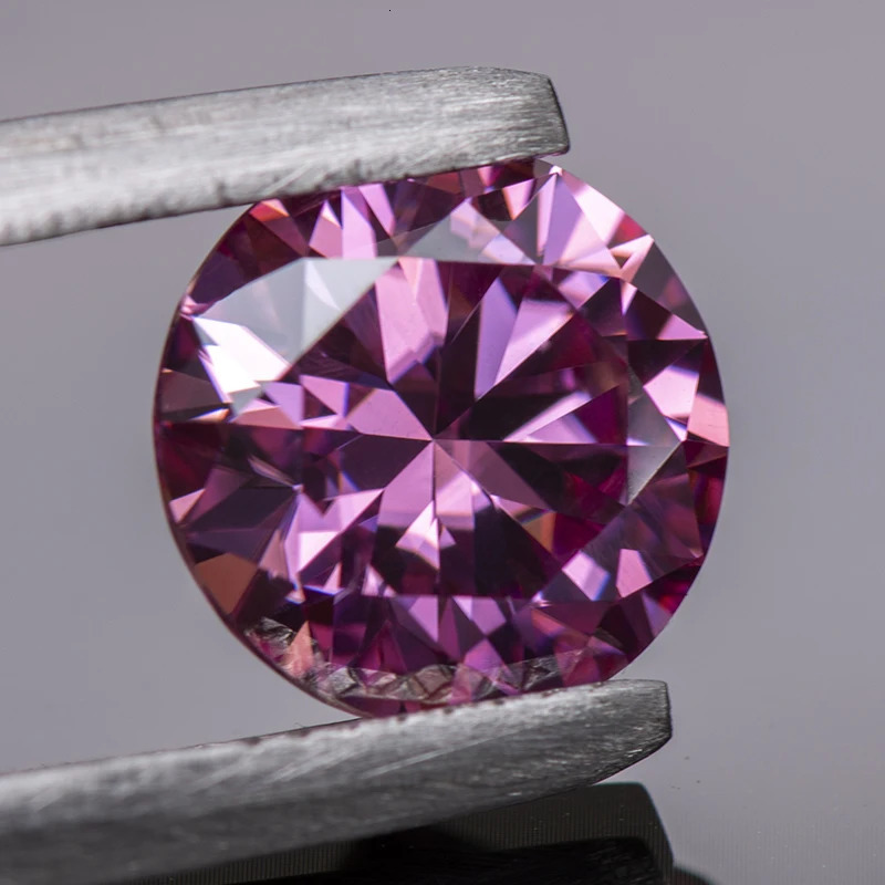 Loose Stone Round Cut Pink Colour Synthetic Lab Created Gemstone Passed Diamond Tester Comes with GRA Certificate 231221