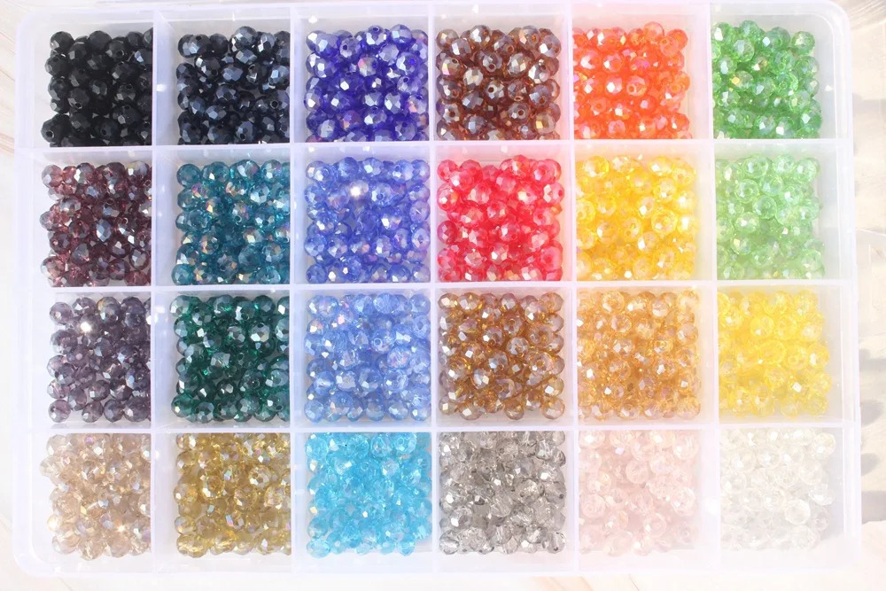 1 Box 24 Color Mix Glass Beads Round Loose DIY Bracelet Earrings Charms Necklace For Jewelry Making 231221
