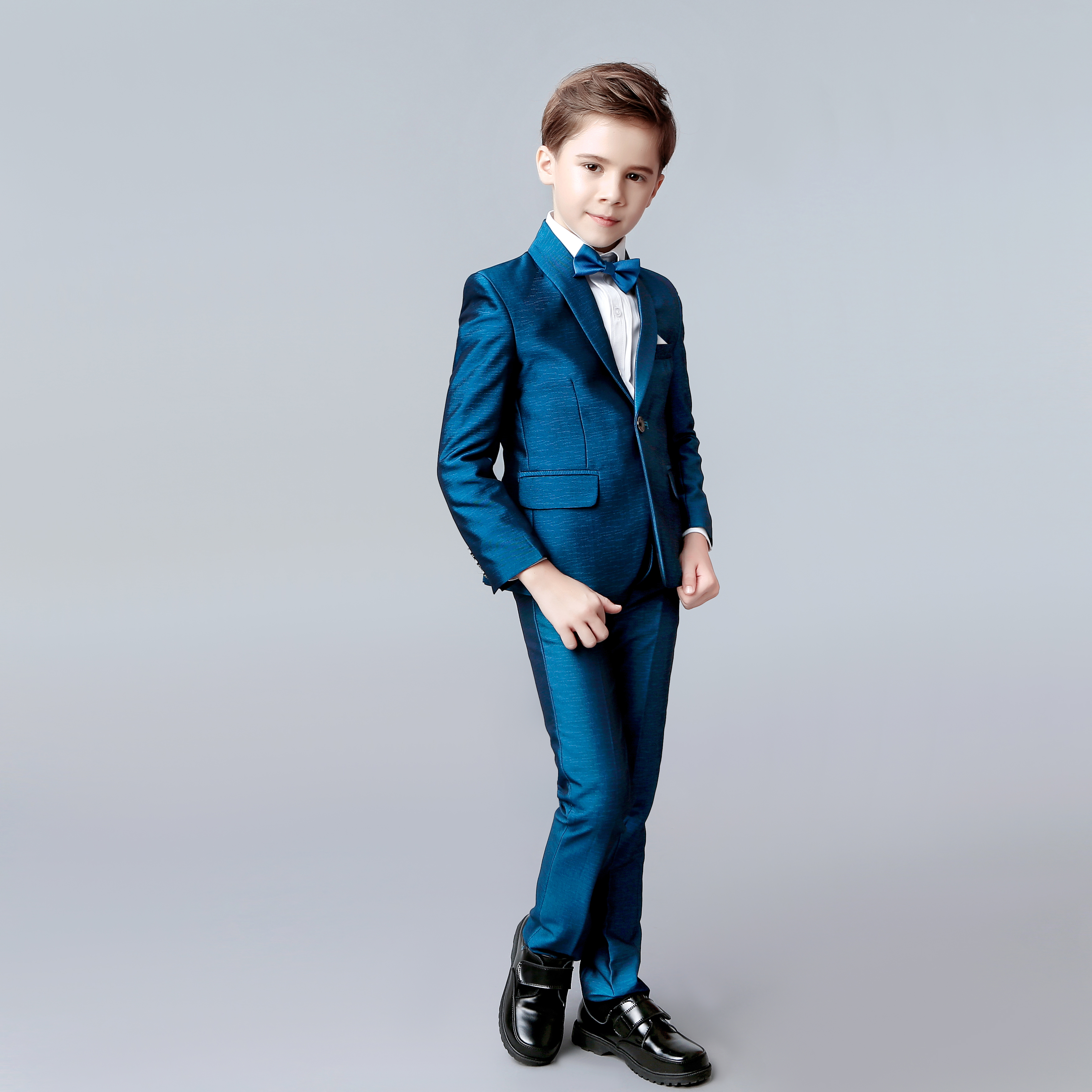 Spring Blue Boy Suits Little Kids Dinner Tuxedos For Wedding Party Prom Birthday Wear Jacket Pants Vest