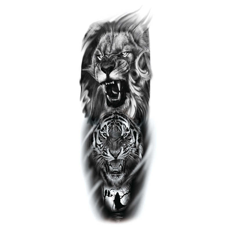 New full arm waterproof tattoo Decal beauty lion big sticker
