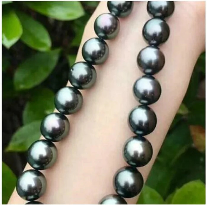 18inch luster 910mmreal natural Tahitian black pearl necklace 231221