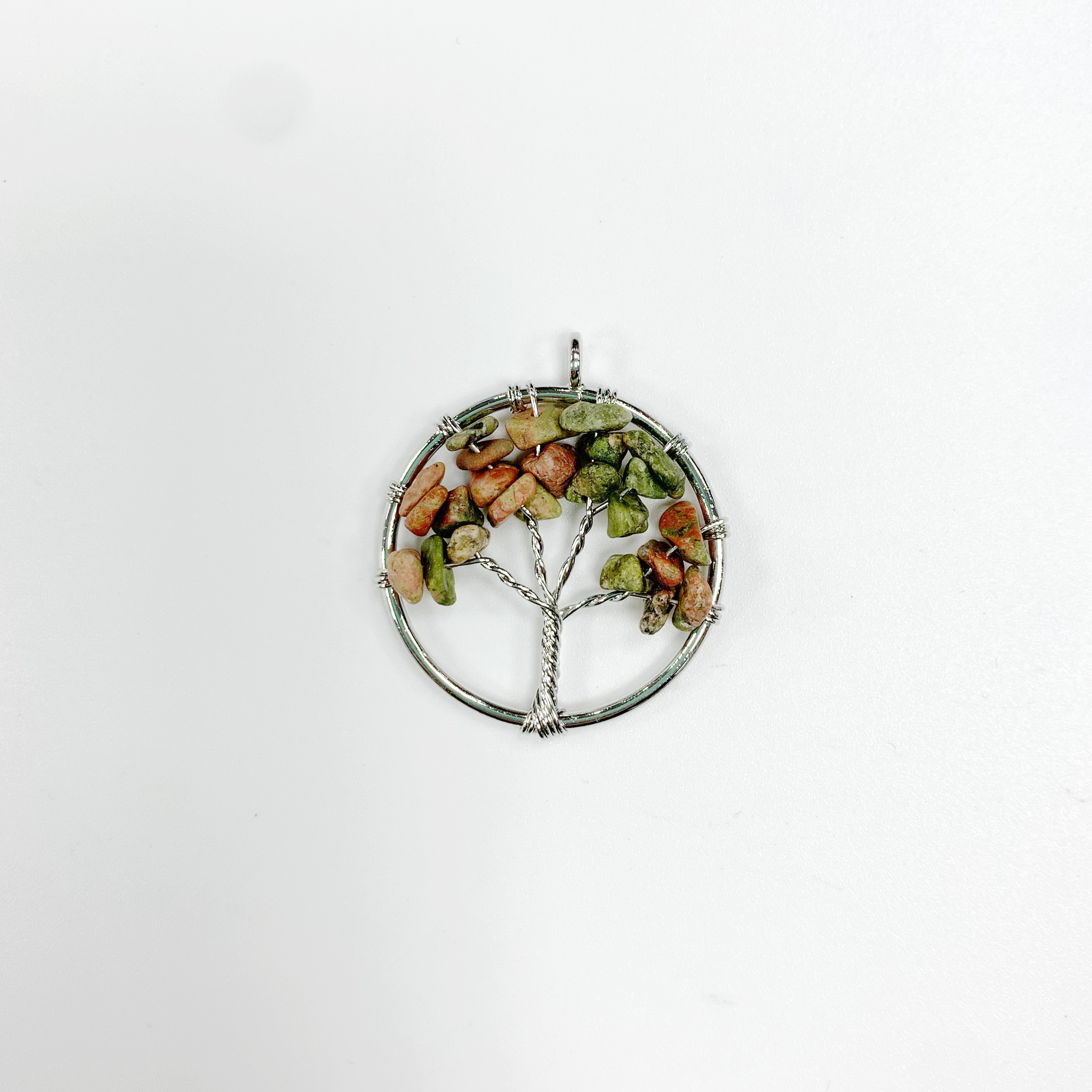Women's Colorful Tree of Life Pendant Necklace Featuring Rainbow Quartz and Amethyst