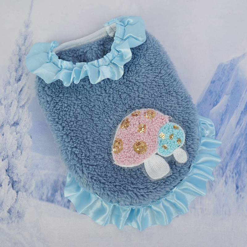 Small Dogs Girl Dresses Fall Puppy Sweater Dress with Lace Hem Winter Warm Fleece Pets Sweaters for Girls Pet Clothes XXS Pink Dog Coats A897