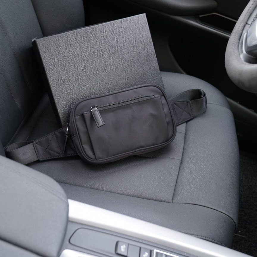 Men women waist bag work bag funny bag cross-body bag, solid black nylon shoulder bag Postman phone bag messenger bag Classic nylon waist pack traveling bag