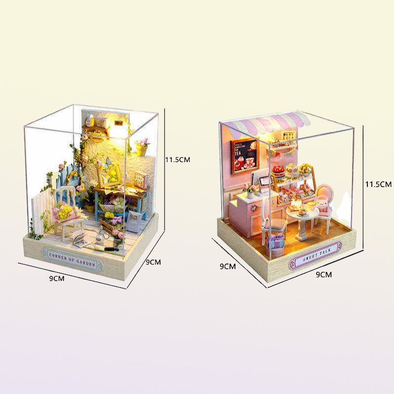 Kids Wooden Miniature Dollhouses Kit Gift Toys Roombox Doll House Furniture Box Theatre Toy For Birthday AA220325