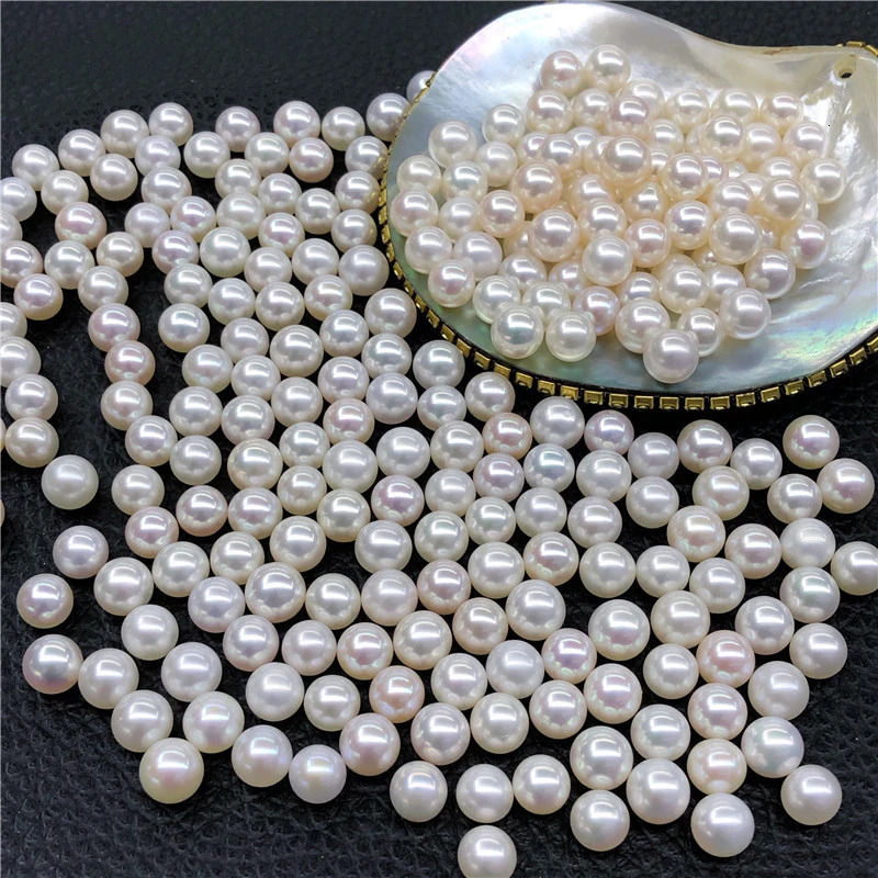 4A Perfect Round Pearls High Luster Half Hole White Color Natural Freshwater Pearl 6mm 7mm 8mm 231221
