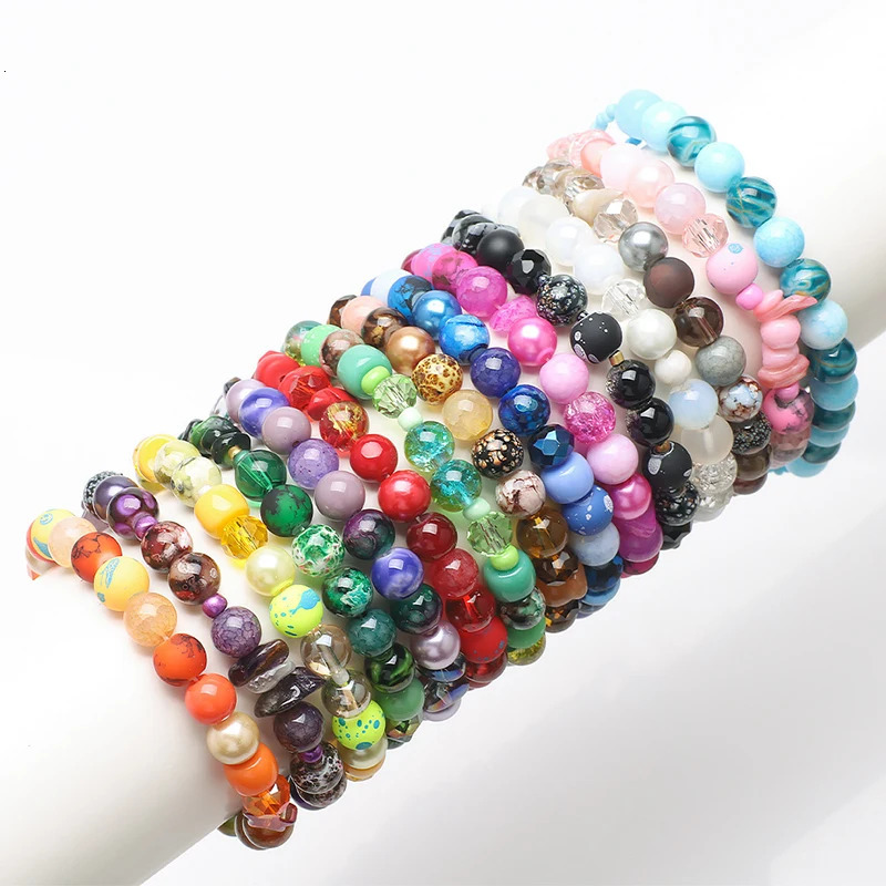 200Pcs Mix Shape Glass Beads Kit Multicolor Crack Crystal Bead Set Loose Spacer for Jewelry Making DIY Bracelet Necklace 231221