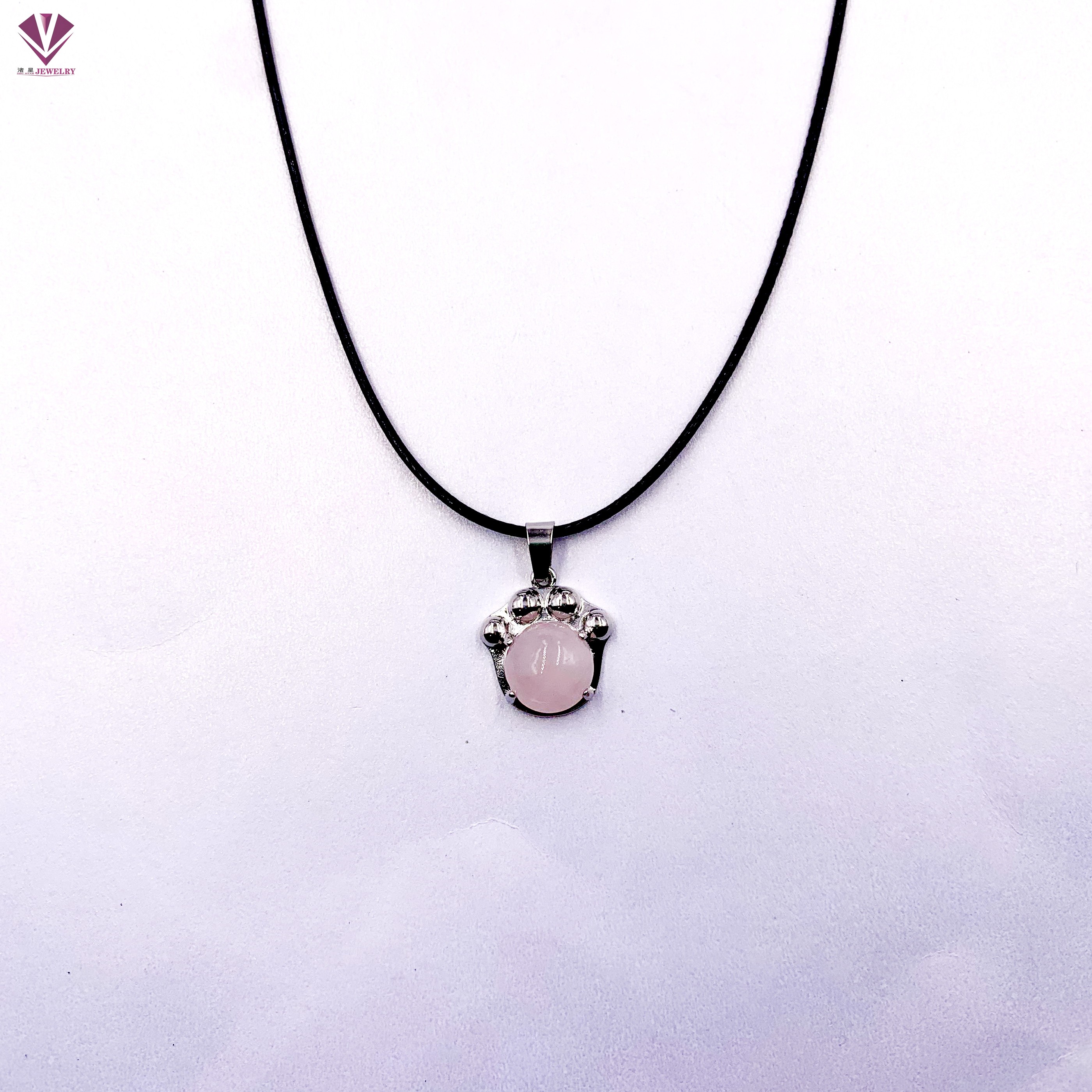 Women's Therapeutic Crystal Necklace - Natural Stone Seven Chakra Copper Pendant with Cat Palm Symbol
