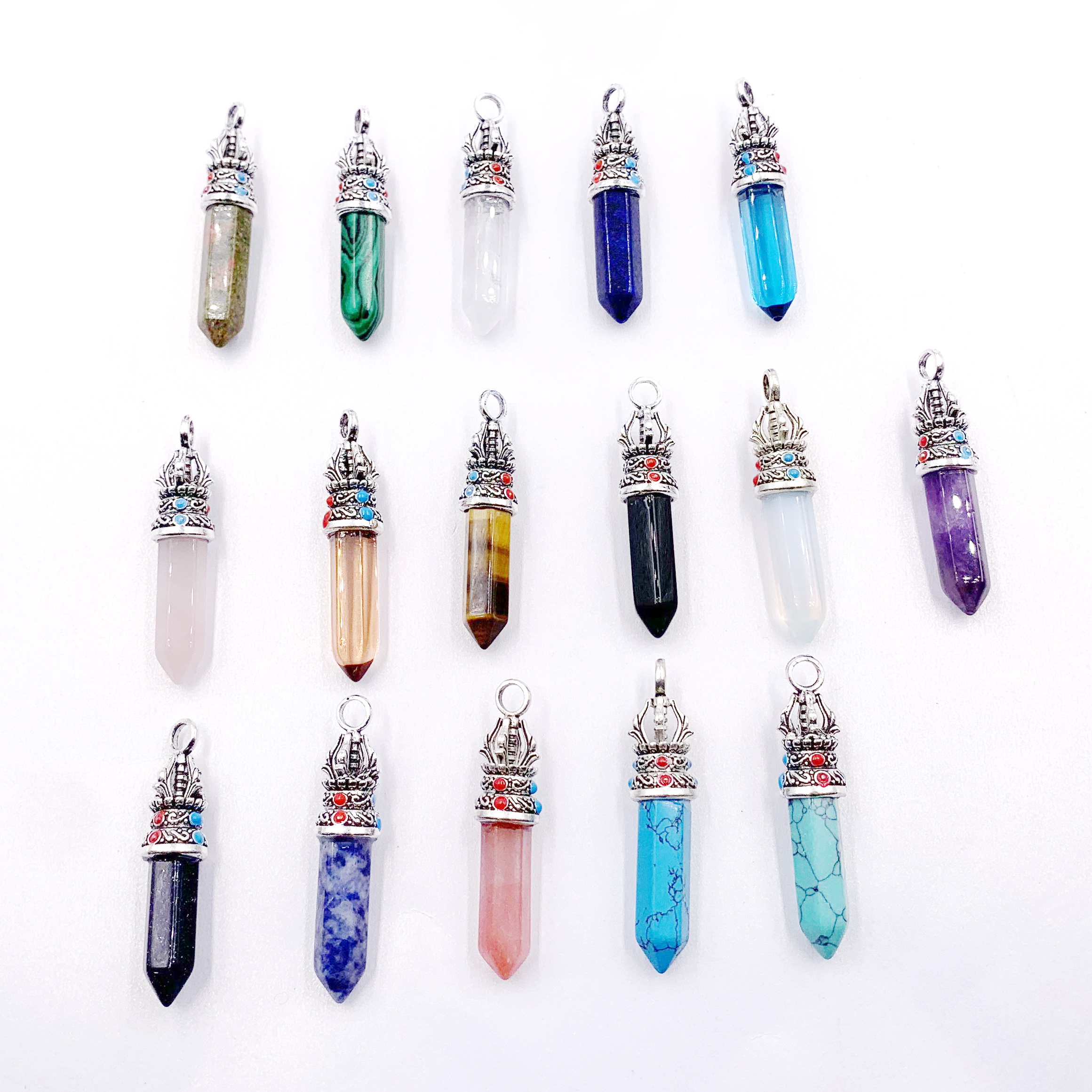 Bohemian Style Rose Quartz Crystal Chakra Crown Pendant Necklace with Silver Chain - Minimalist Gemstone Accessory