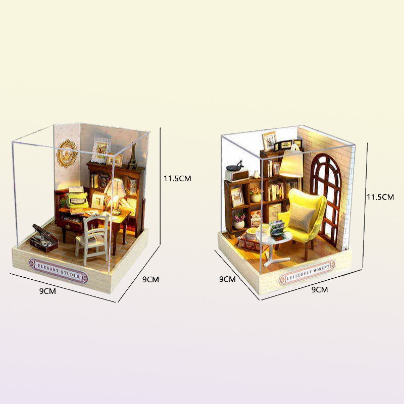 Kids Wooden Miniature Dollhouses Kit Gift Toys Roombox Doll House Furniture Box Theatre Toy For Birthday AA220325