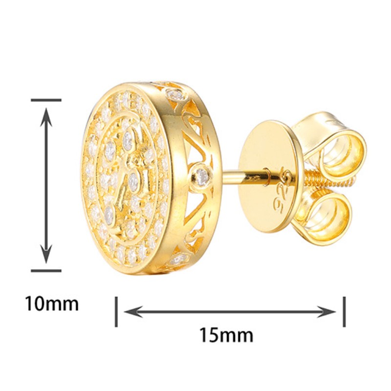 Top Selg Pass Dia Tester Fine Jewelry Sier Cross VVS Moissanite Stud Earrings for Men Women Gift
