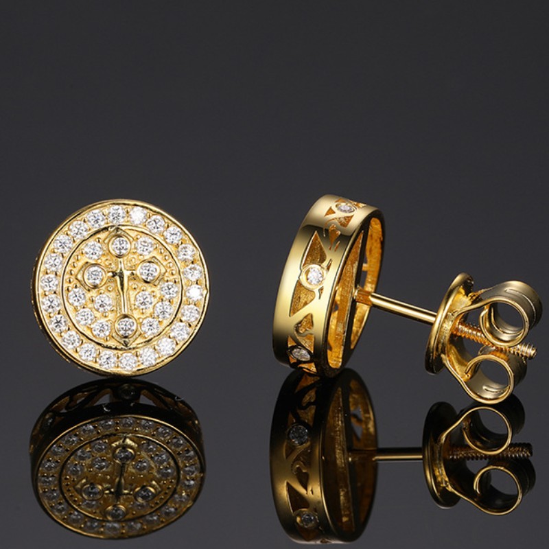 Top Selg Pass Dia Tester Fine Jewelry Sier Cross VVS Moissanite Stud Earrings for Men Women Gift