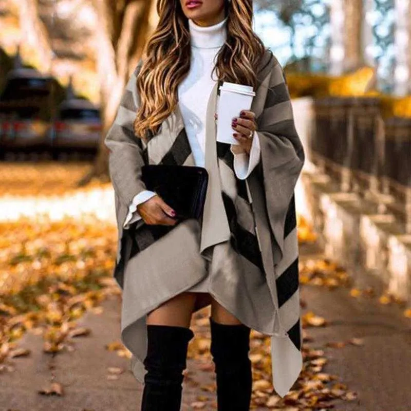 Vintage designer Sleeve Coat ece Winter Female for designers Shawl B 2024 Stripes silk New Plaid s Fashion Autumn scarf
