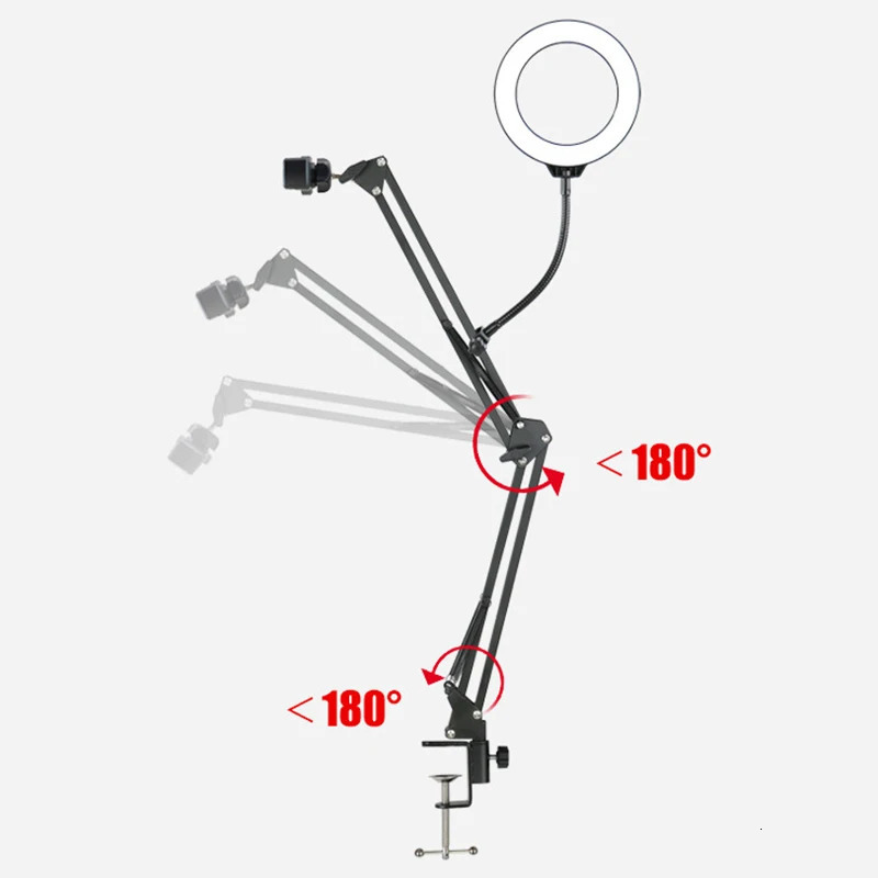 Overhead Tripod for Phone with Ring Light Desktop Cellphone Bracket for Video Shooting Table Mobile Mount for Filming Recording 231221