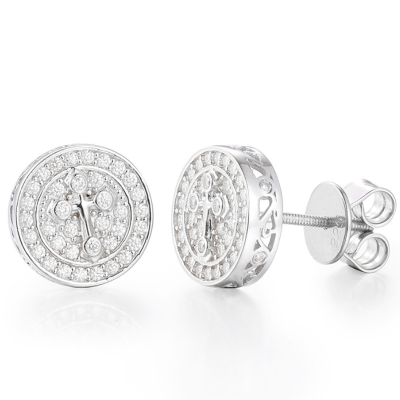 Top Selg Pass Dia Tester Fine Jewelry Sier Cross VVS Moissanite Stud Earrings for Men Women Gift