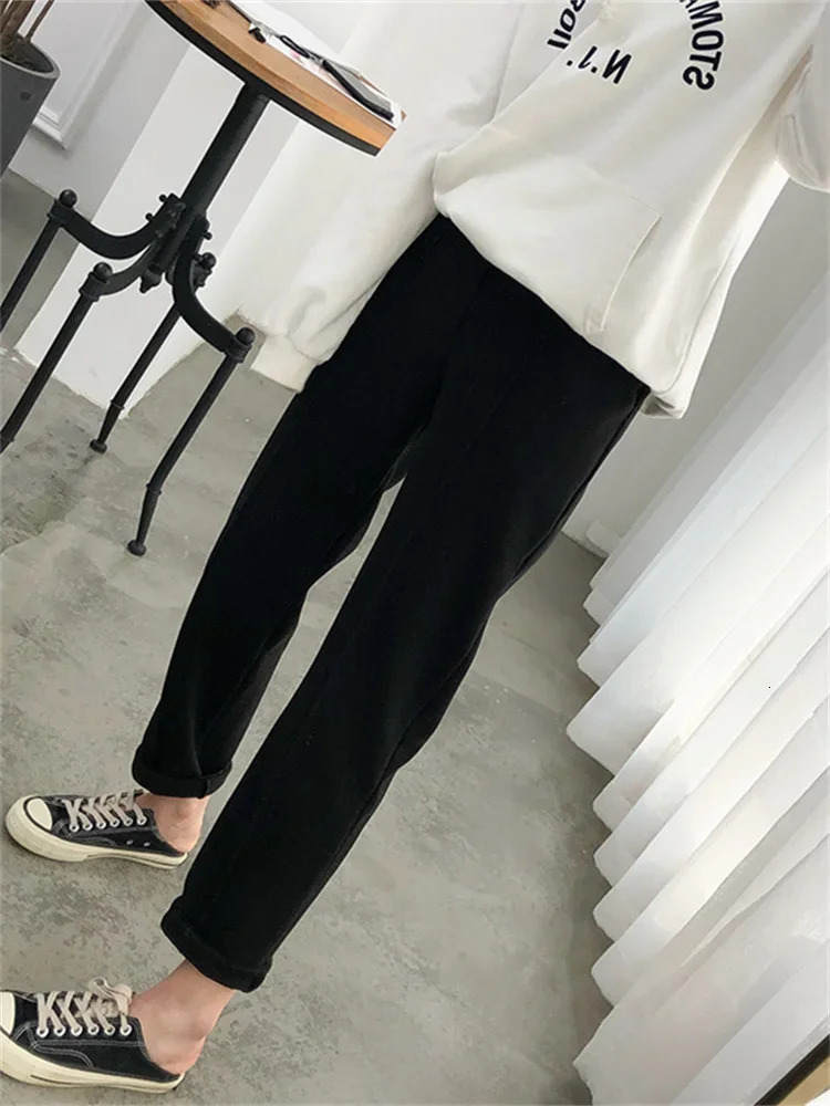 Thicken Women Pencil Pants womens Autumn Winter clothes OL Style Wool Female Work Suit Pant Loose Female Trousers Capris 231221
