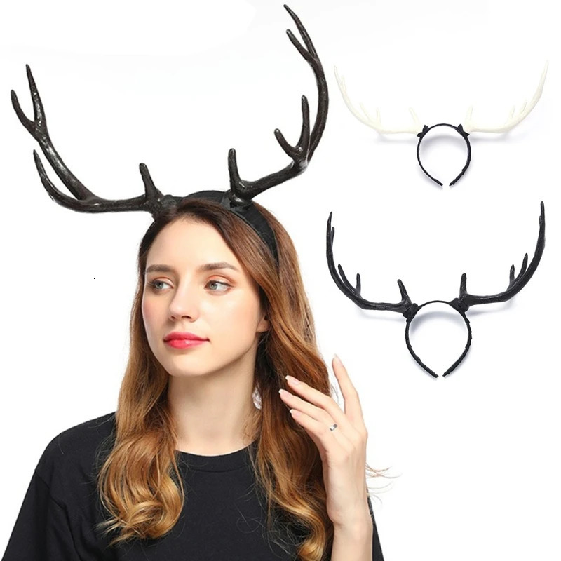 Antlers Headband Halloween Elk Headwear for Party Wear Deer Horn Hair Band Christmas Headpiece Supplies S27 21 231221