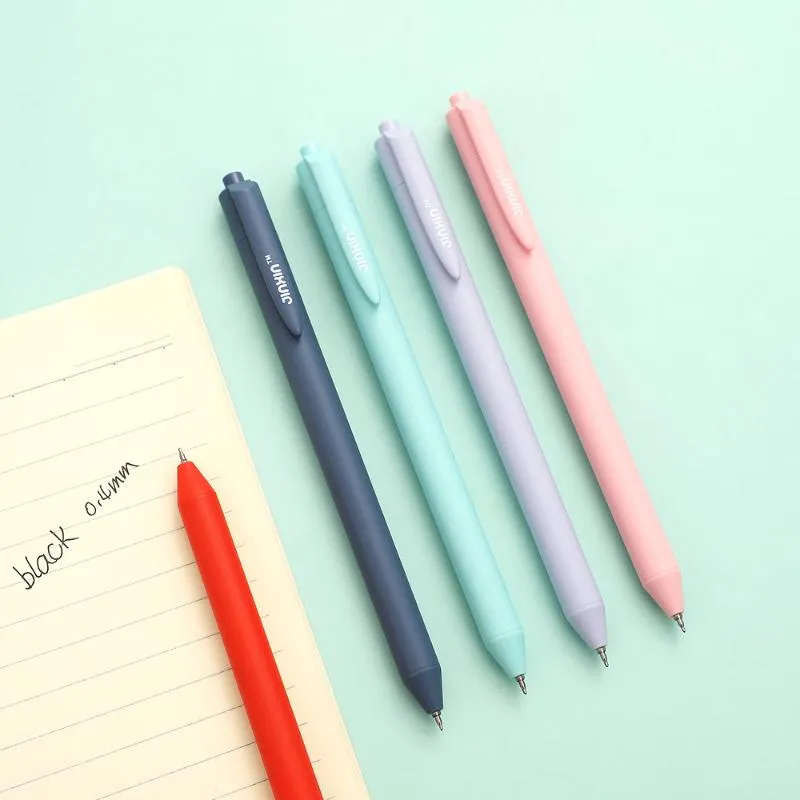 wholesale JIANWU 5pcsset Morandi Gel Pen Needle Pen Press Simple and Quickdrying for Students journal Kawaii School Supplies ZZ