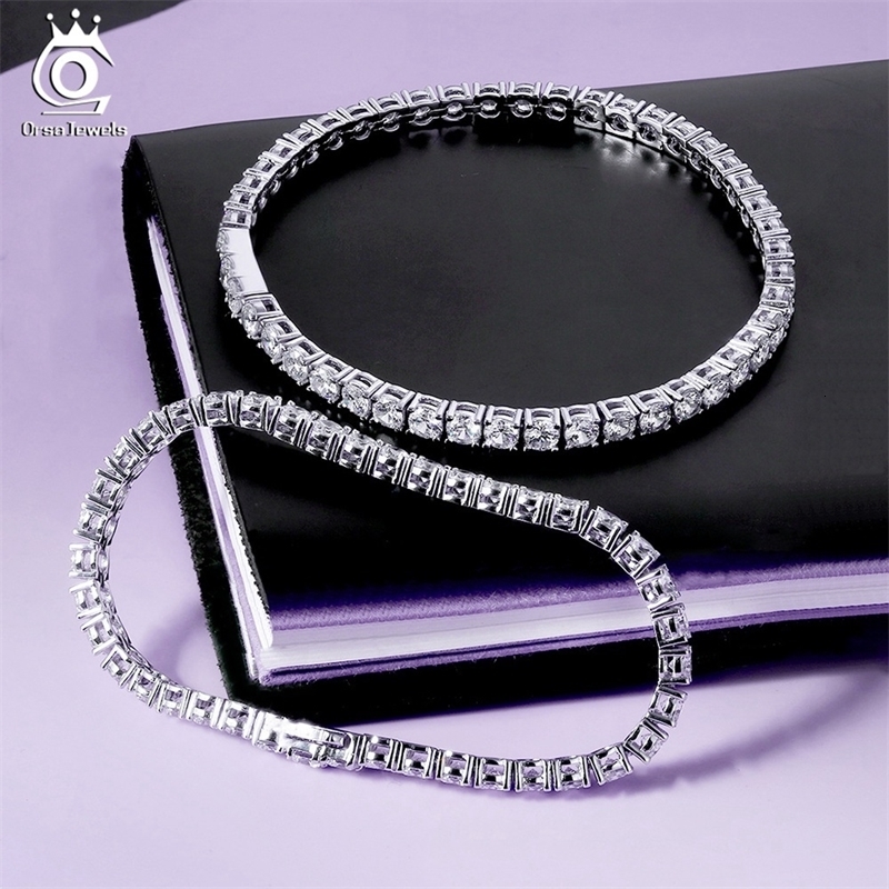 ORSA JEWELS 925 Sterling Silver Tennis Chain Bracelet Moulding Process Hanmade Highend Hand for Man Woman SB128 231221