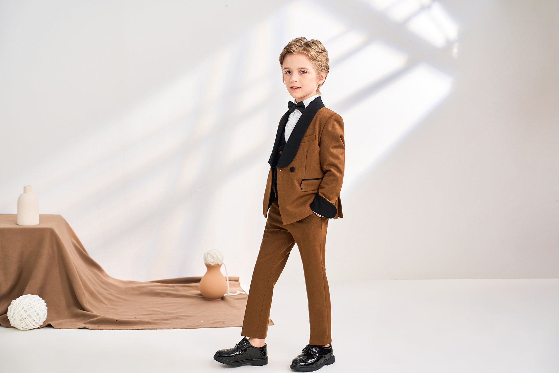 French Color Matching Boy Suits Cute Kids Dinner Tuxedos For Wedding Party Prom Birthday Wear Jacket Pants Vest