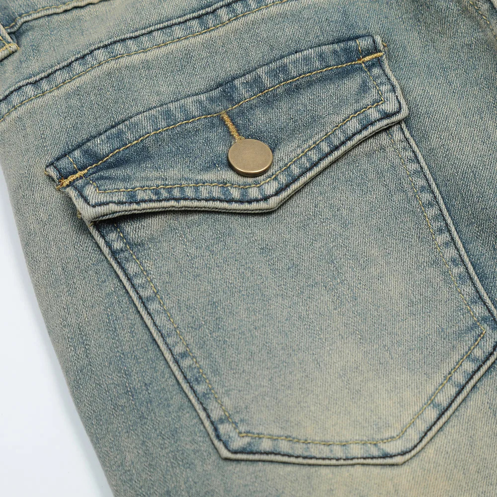 Skinny Jeans Men Streetwear Solid Color Simple Vintage Slim Autumn Vaqueros Flared Trousers Street Summer Y2k Fit Denim Pants 231221