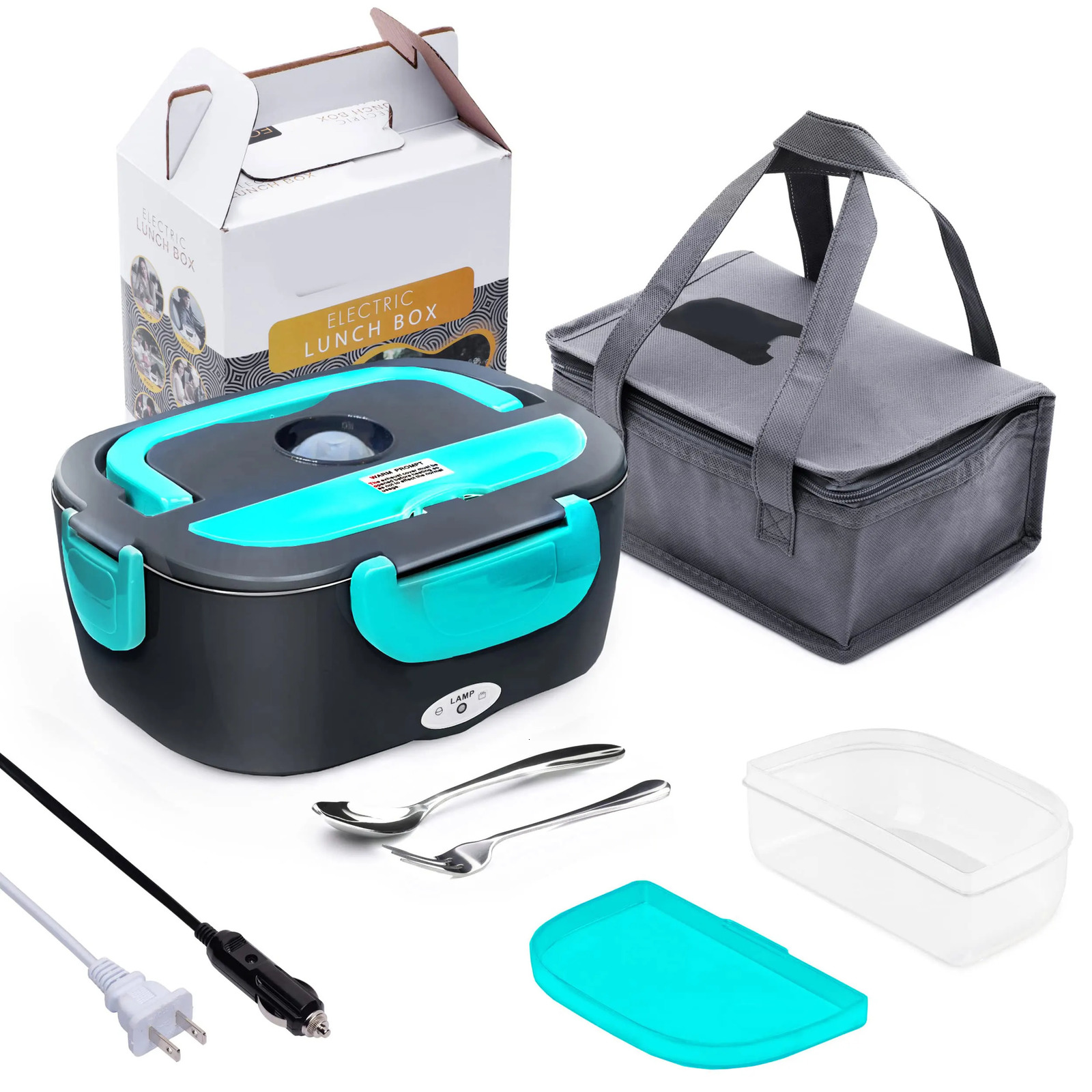 2 In 1 Car and Home Electric Heating Food Container Portable Stainless Steel er Bento Thermal Lunch Box 231221