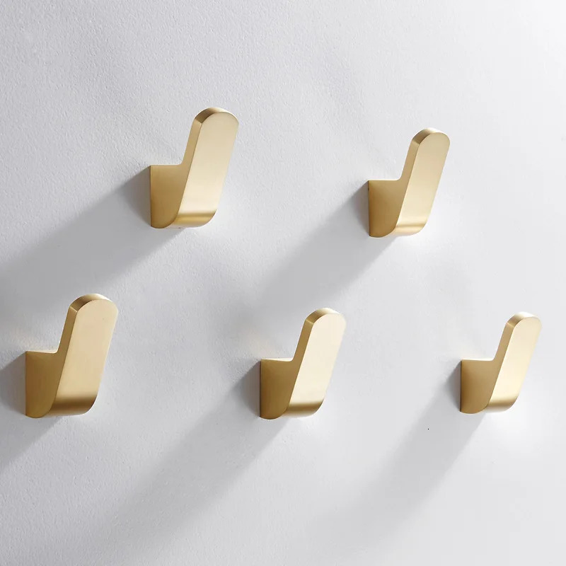 Brush Gold Single Hook Solid Brass Coat Door Back Bathroom Kitchen Hooks Black Towel Rack Kmmoun 231221