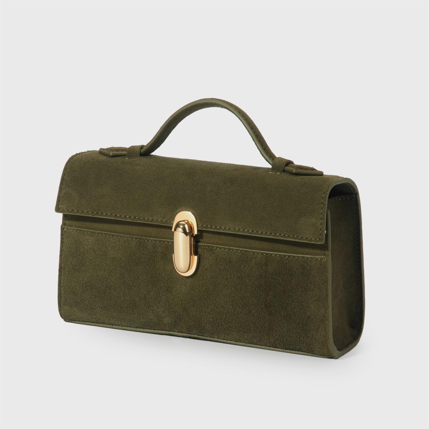 Savette Handbag: Luxurious Genuine Leather Evening Envelope Bag - French Niche Kendall Jenner Edition, Chic Minimalist Square Tote Elegant Suede Smoot