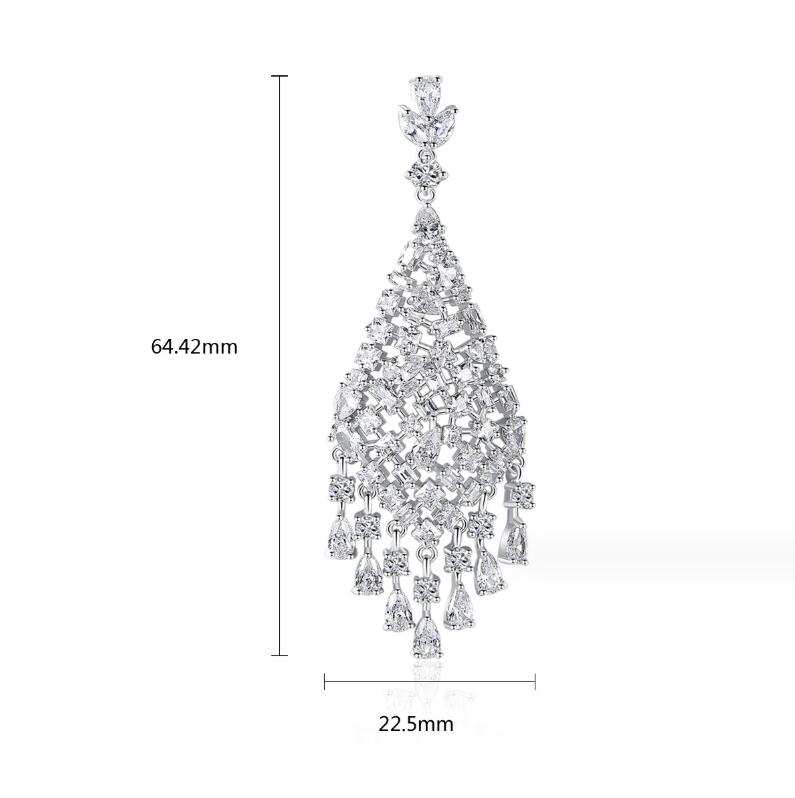 Sparkling Luxury Dangle Earring Luxury Jewelry 18K White Gold Fill Water Drop 5A Cubic Zircon CZ Diamond Gemstones Party Women Wedding Bridal Tassels 