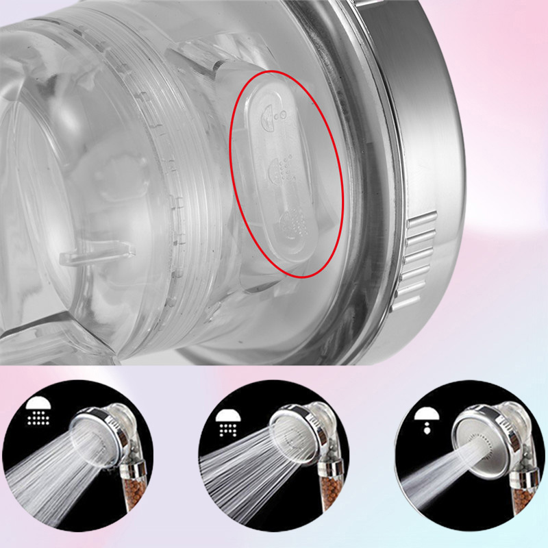 3 Function Adjustable Jetting Shower Head Bathroom High Pressure Water Saving Handheld Anion Filtered Rainfall Spa Shower Heads SH6385364