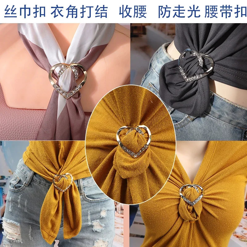 New Fashion Corner Hem Knot Chest Crystal Pearl Metal Headband Scarf Ring Button Shirt Fixed Button Accessories 231222