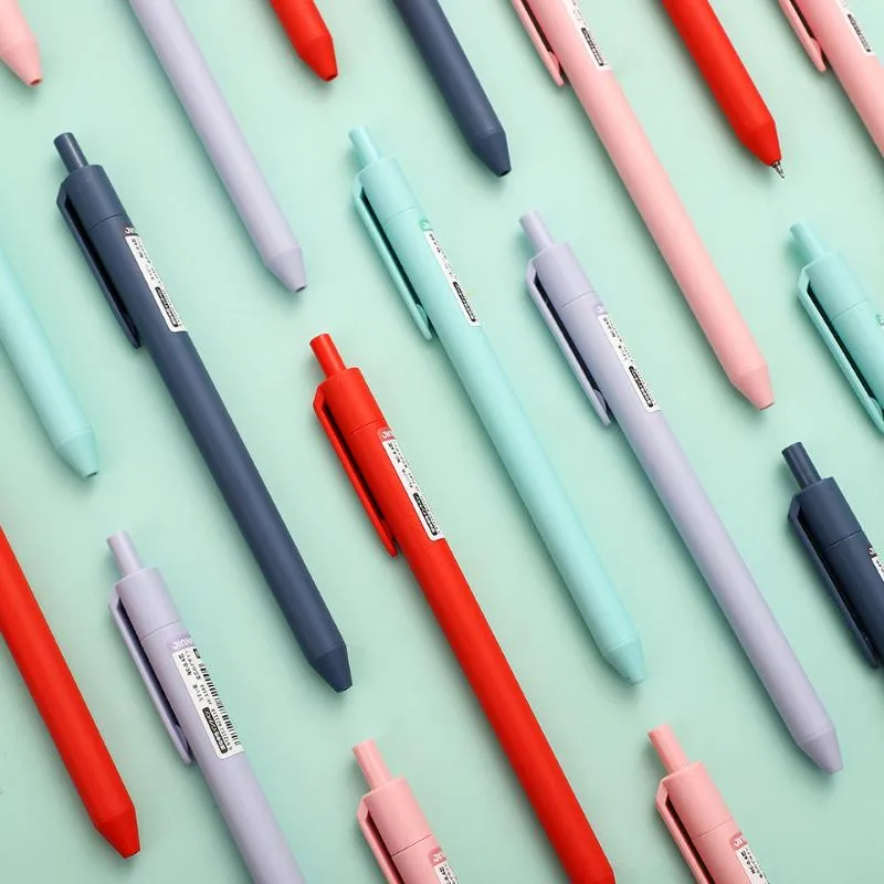 wholesale JIANWU 5pcsset Morandi Gel Pen Needle Pen Press Simple and Quickdrying for Students journal Kawaii School Supplies ZZ