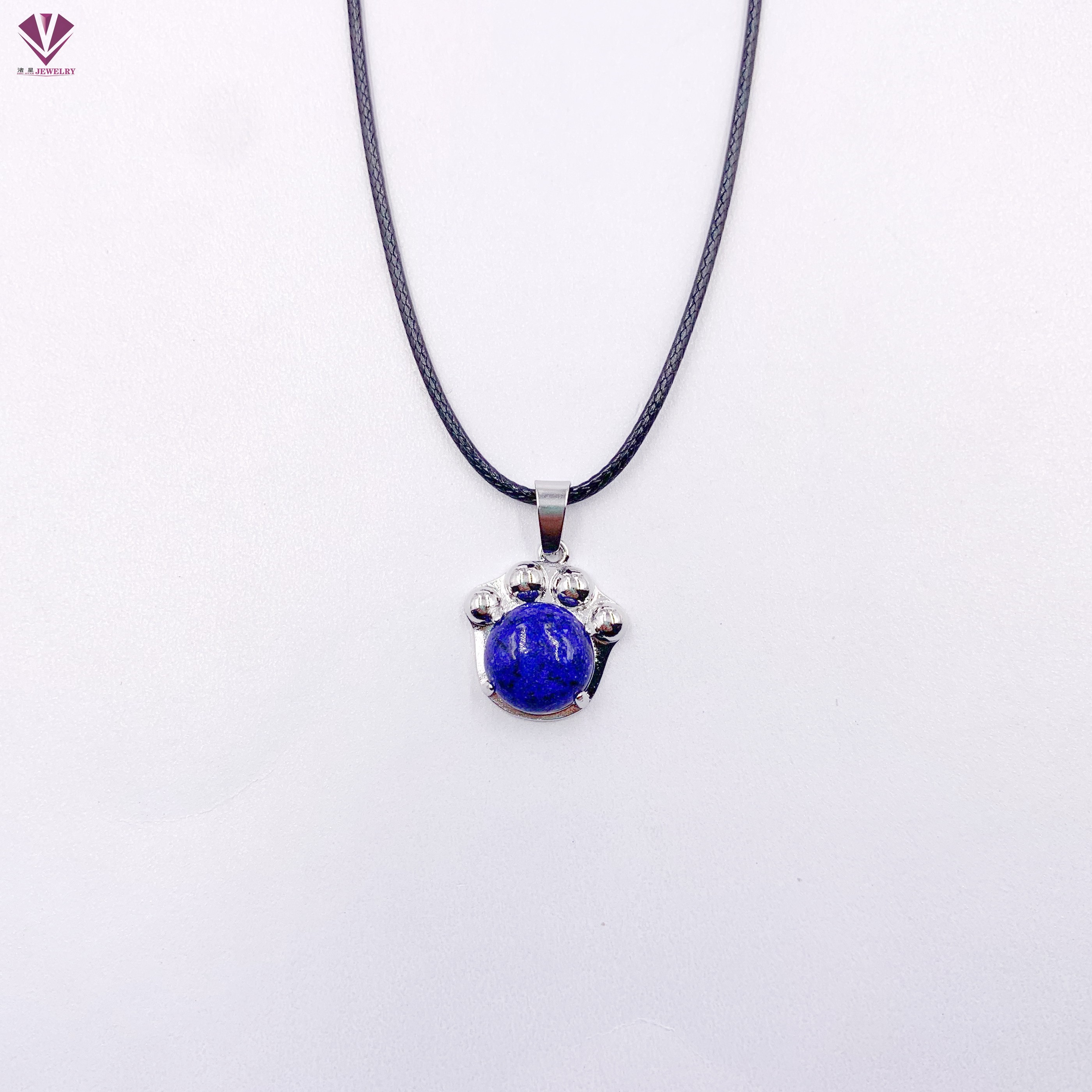 Women's Therapeutic Crystal Necklace - Natural Stone Seven Chakra Copper Pendant with Cat Palm Symbol