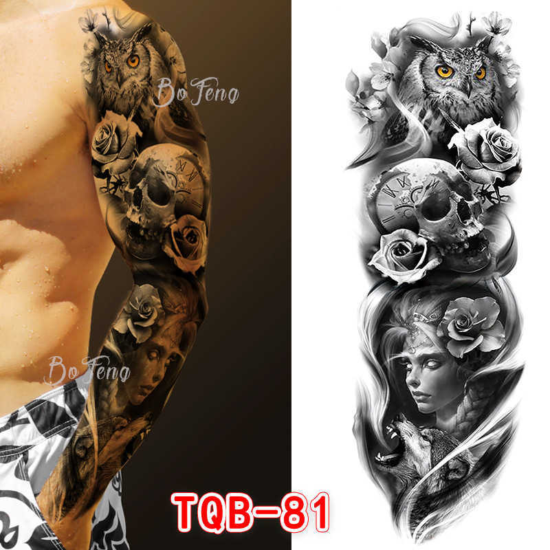 New full arm tattoo sticker set for men's and women's large animal waterproof stickers