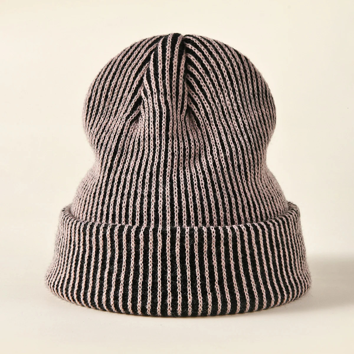 Winter Outdoor Wool Striped Knit Cap Men's And Women's Cycling Ear Protection Warm Curled Hat 231222