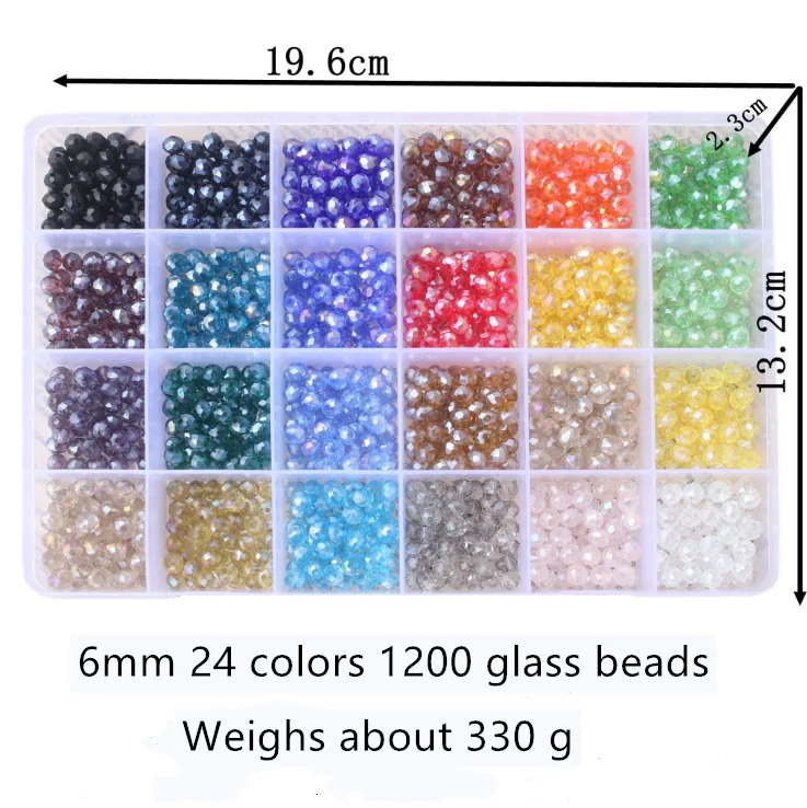 1 Box 24 Color Mix Glass Beads Round Loose DIY Bracelet Earrings Charms Necklace For Jewelry Making 231221