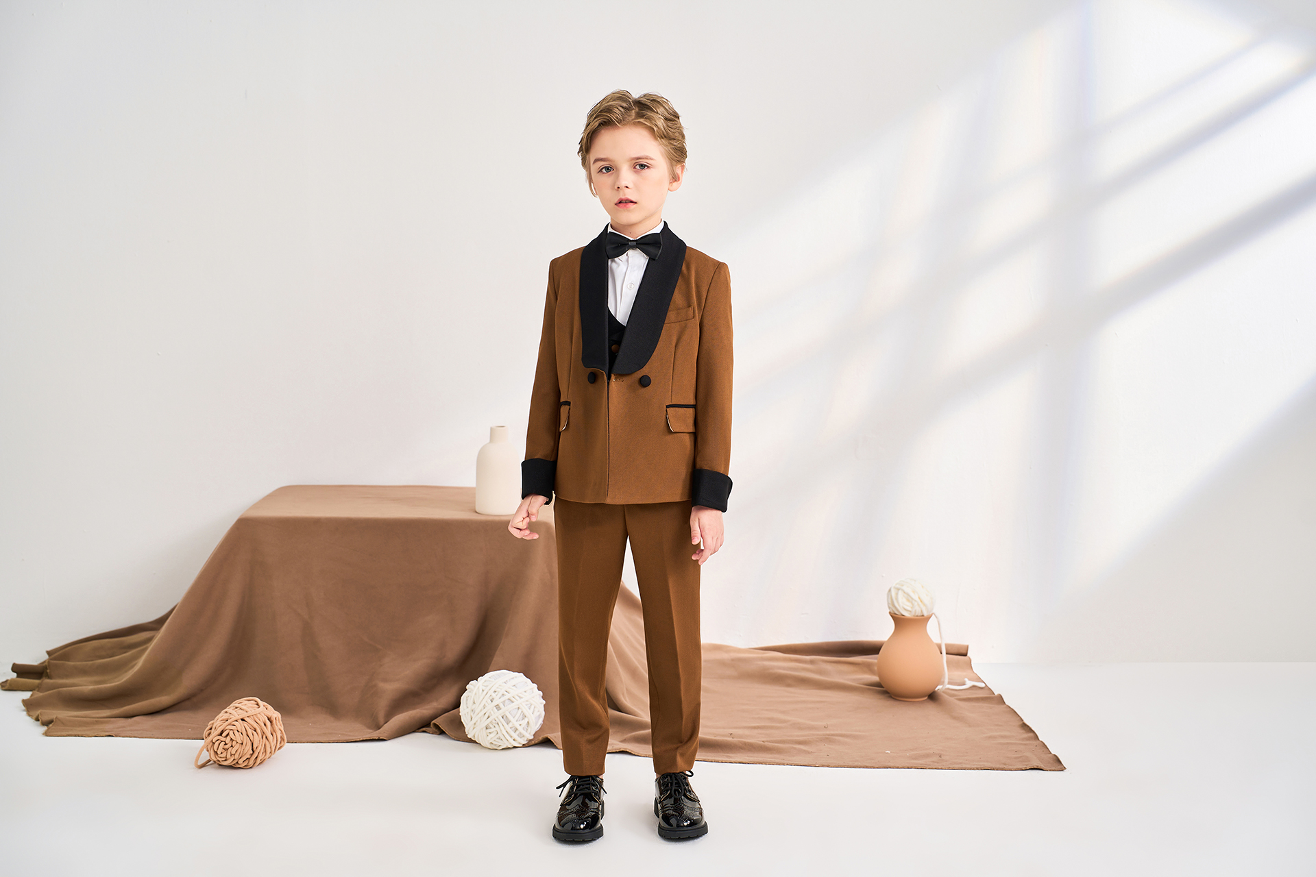 French Color Matching Boy Suits Cute Kids Dinner Tuxedos For Wedding Party Prom Birthday Wear Jacket Pants Vest